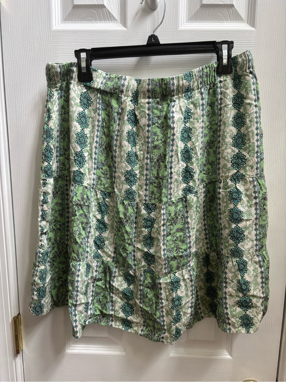 J. Jill Green Tiered Boho Mini Skirt Small w/ Tassel Drawstring, Size L, NWOT - Picture 6 of 6